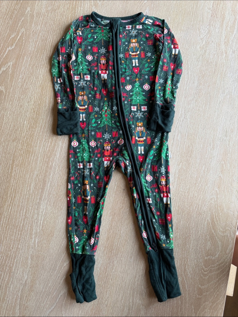Little Sleepies Holiday Nutcracker Footed One-Piece Pajamas - Green & Red